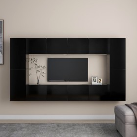 Set di Mobili Porta TV 8 pz Nero in Legno Multistrato