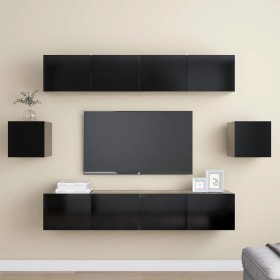 Set di Mobili Porta TV 6 pz Nero in Legno Multistrato