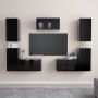 Set Mobili Porta TV 7 pz Nero in Legno Multistrato