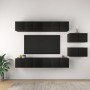 Mobili Porta TV 8 pz Neri in Legno Multistrato