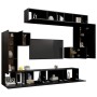 Set Mobili Porta TV 8pz Nero in Legno Multistrato