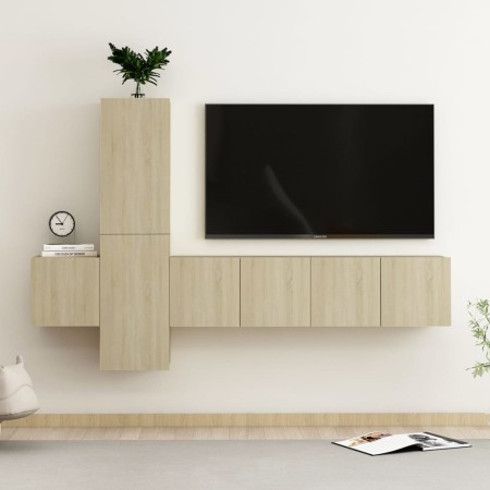 Set di Mobili Porta TV 5 pz Rovere Sonoma in Legno Multistrato