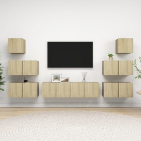 Set di Mobili Porta TV 8 pz Rovere Sonoma in Legno Multistrato