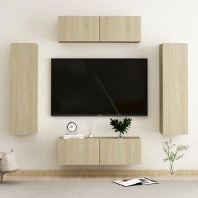 Set di Mobili Porta TV 4 pz Rovere Sonoma in Legno Multistrato