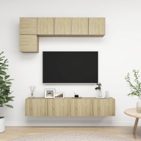 Set di Mobili TV 5 pz Rovere Sonoma in Legno Multistrato