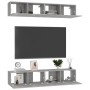 Mobili TV 4 pz Grigio Cemento 80x30x30 cm in Legno Multistrato