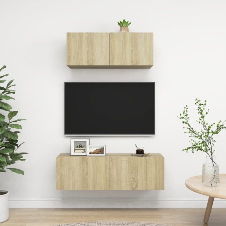 Set di Mobili Porta TV 2 pz Rovere Sonoma in Legno Multistrato