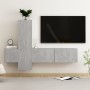 Set di Mobili Porta TV 3 pz Grigio Cemento in Legno Multistrato