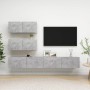 Set di Mobili Porta TV 4 pz Grigio Cemento in Legno Multistrato