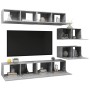 Set di Mobili Porta TV 6 pz Grigio Cemento in Legno Multistrato