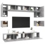 Set di Mobili Porta TV 8 pz Grigio Cemento in Legno Multistrato