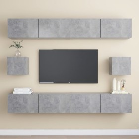 Set di Mobili Porta TV 6 pz Grigio Cemento in Legno Multistrato