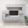 Set di Mobili Porta TV 10pz Grigio Cemento in Legno Multistrato