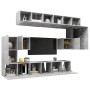 Set di Mobili Porta TV 10pz Grigio Cemento in Legno Multistrato