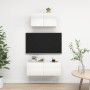 Set di Mobili Porta TV 2 pz Bianco Lucido in Legno Multistrato