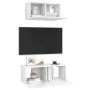 Set di Mobili Porta TV 2 pz Bianco Lucido in Legno Multistrato