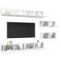 Set di Mobili Porta TV 6 pz Bianco Lucido in Legno Multistrato