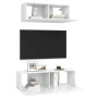 Set di Mobili Porta TV 2 pz Bianco Lucido in Legno Multistrato