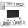 Set di Mobili Porta TV 5 pz Bianco Lucido in Legno Multistrato