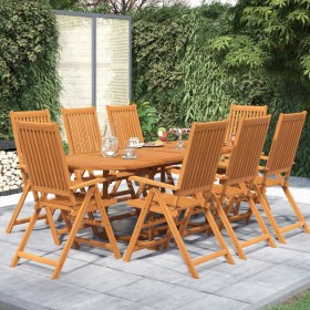 Set Mobili da Pranzo per Giardino 9 pz Legno Massello di Acacia