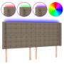 Testiera a LED Tortora 163x16x118/128 cm in Tessuto