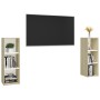 Mobili TV 2 pz Bianco e Sonoma 107x35x37cm in Legno Multistrato