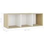 Mobili TV 2 pz Bianco e Sonoma 107x35x37cm in Legno Multistrato