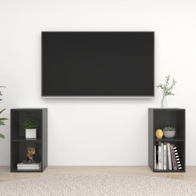 Mobili TV 2 pz Grigio Lucido 72x35x36,5 cm in Legno Multistrato