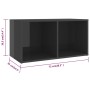 Mobili TV 4 pz Grigio Lucido 72x35x36,5 cm in Legno Multistrato