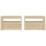 Comodini 2 pz con Luci LED Rovere Sonoma 60x35x40 cm