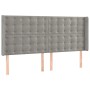 Testiera a LED Grigio Chiaro 203x16x118/128 cm in Velluto