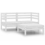 Set Divani da Giardino 3 pz Bianco in Legno Massello di Pino