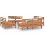 Set Divani da Giardino 8 pz Miele in Legno Massello di Pino