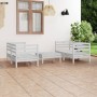 Set Divani da Giardino 5 pz Bianco in Legno Massello di Pino