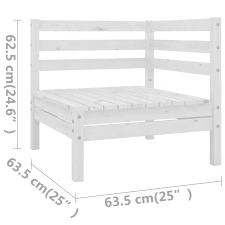 Set Divani da Giardino 5 pz Bianco in Legno Massello di Pino