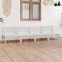 Set Divani da Giardino 4 pz Bianco in Legno Massello di Pino