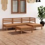 Set Salotto da Giardino 5 pz in Legno Massello di Pino Miele