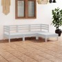 Set Salotto da Giardino 4 pz in Legno Massello di Pino Bianco