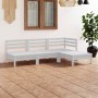 Set Salotto da Giardino 4 pz in Legno Massello di Pino Bianco