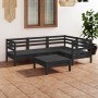 Set Salotto da Giardino 5 pz in Legno Massello di Pino Nero