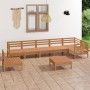 Set Salotto da Giardino 8 pz in Legno Massello di Pino Miele