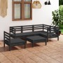 Set Salotto da Giardino 6 pz in Legno Massello di Pino Nero