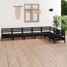 Set Salotto da Giardino 7 pz in Legno Massello di Pino Nero