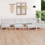 Set Salotto da Giardino 10 pz in Legno Massello di Pino Bianco