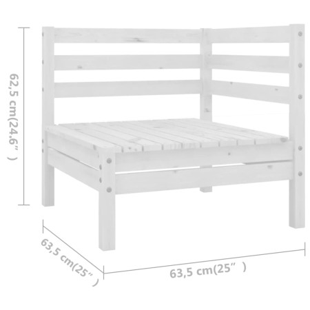 Set Salotto da Giardino 10 pz in Legno Massello di Pino Bianco