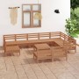 Set Salotto da Giardino 11 pz in Legno Massello di Pino Miele