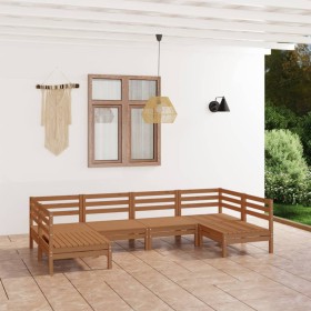 Set Salotto da Giardino 6 pz in Legno Massello di Pino Miele