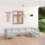 Set Salotto da Giardino 6 pz in Legno Massello di Pino Bianco