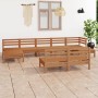 Set Salotto da Giardino 9 pz in Legno Massello di Pino Miele