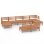 Set Salotto da Giardino 9 pz in Legno Massello di Pino Miele